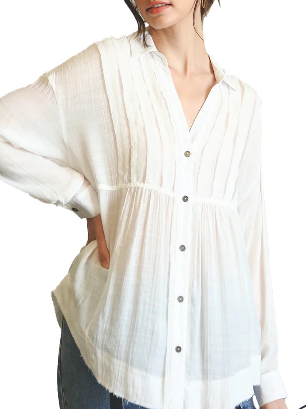 We the Free Oversized Lightweight Button down Tunic Size S